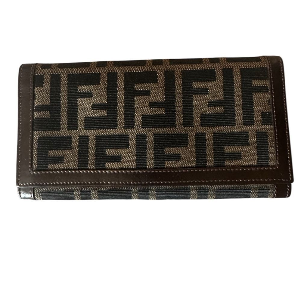 Authentic Fendi Zucca continental Black and Brown Wallet - Picture 2 of 16